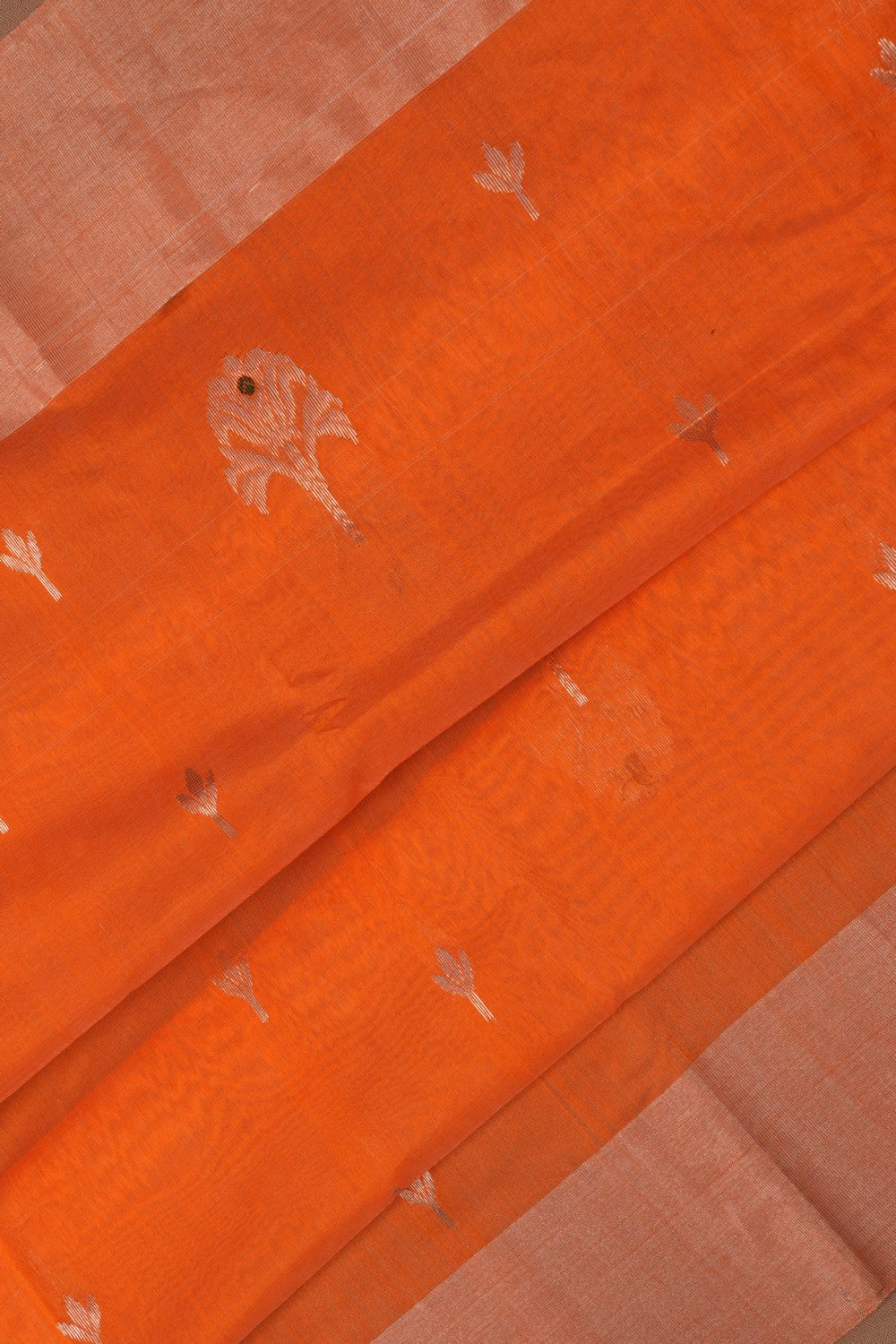Image of Chanderi Cotton Silk Orange Saree